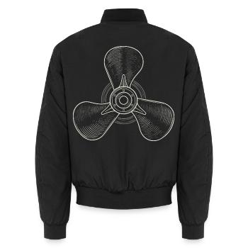 Vintage Three-Blade Propeller Illustration - Unisex Bomber Jacket - black - Back - AI Model Male 185 light (185cm)