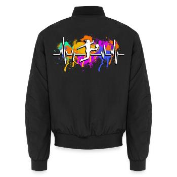 Battements de cœur du football féminin - Bomber unisexe - noir - Dos - AI Model Male 185 light (185cm)