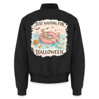 Waiting for Halloween Skeleton Hallloween Anticipation - Unisex Bomber Jacket - black - Back - AI Model Male 185 light (185cm)