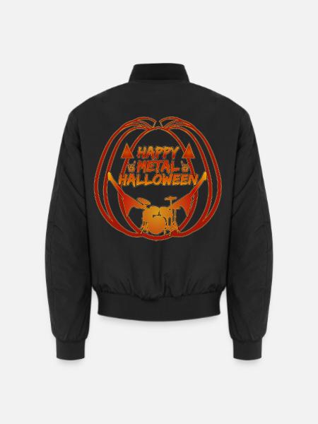 Happy Metal Halloween Drum Pumpkin - Unisex Bomberjacke - Schwarz