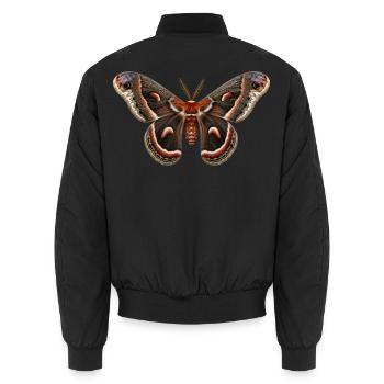 Cecropia Moth Hyalophora cecropia - Unisex Bomber Jacket - black - Back - AI Model Male 185 light (185cm)