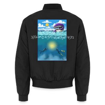 The "old man" and the sea - Unisex Bomber Jacket - black - Back - AI Model Male 185 light (185cm)
