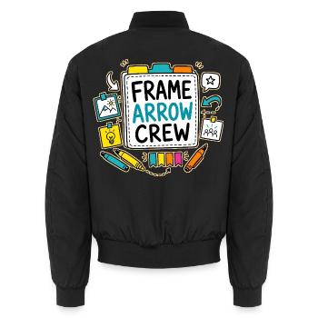 FRAME ARROW CREW - Unisex Bomber Jacket - black - Back - AI Model Male 185 light (185cm)