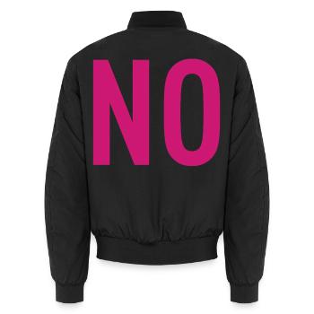 NON – Déclaration de typographie rose - Bomber unisexe - noir - Dos - AI Model Male 185 light (185cm)