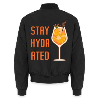 Bleib hydriert – Spritz-Cocktailparty - Unisex Bomberjacke - Schwarz - Hinten - AI Model Male 185 light (185cm)