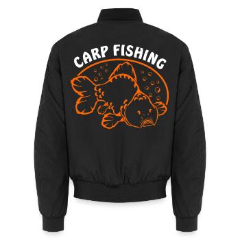 Fische_angeln_002_carp_fishing - Unisex Bomberjacke - Schwarz - Hinten - AI Model Male 185 light (185cm)