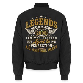 2008 Vintage Birthday Vintage Retro Gift - Unisex Bomber Jacket - black - Back - AI Model Male 185 light (185cm)