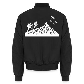 Bergsteiger besteigen den Berg Gipfel die Berge  - Unisex Bomberjacke - Schwarz - Hinten - AI Model Male 185 light (185cm)