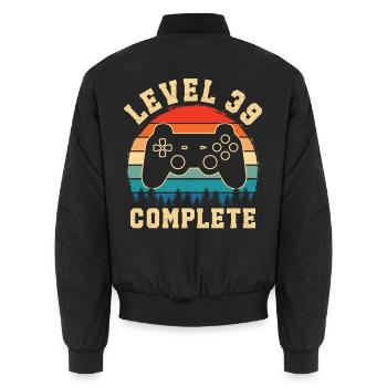 39. Geburtstag Level 39 Complete Gamer 39 Jahre - Unisex Bomberjacke - Schwarz - Hinten - AI Model Male 185 light (185cm)