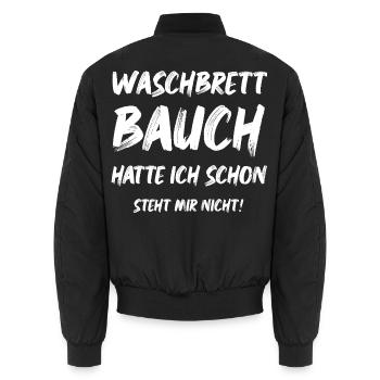 Waschbrett Bauch hatte ich schon lustige Sprüche - Unisex Bomberjacke - Schwarz - Hinten - AI Model Male 185 light (185cm)