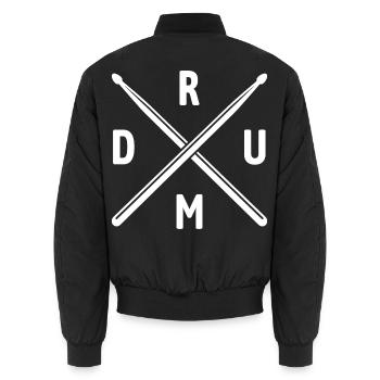 Drum | Schlagzeug | Stöcke | drumstick - Unisex Bomberjacke - Schwarz - Hinten - AI Model Male 185 light (185cm)