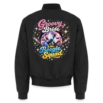 Groovy Bride & Boogie Squad JGA Diskokugel - Unisex Bomberjacke - Schwarz - Hinten - AI Model Male 185 light (185cm)