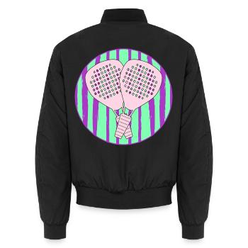 Padel-Paar - Unisex Bomberjacke - Schwarz - Hinten - AI Model Male 185 light (185cm)