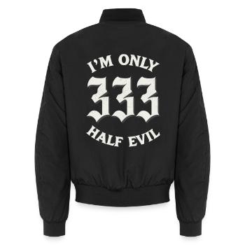 333 - half evil - Unisex Bomberjacke - Schwarz - Hinten - AI Model Male 185 light (185cm)