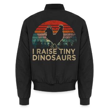 Ich ziehe winzige Dinosaurier auf – lustiges Hühnerbauern-Geschenk - Unisex Bomberjacke - Schwarz - Hinten - AI Model Male 185 light (185cm)
