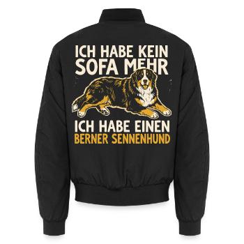 Ich habe kein Sofa mehr, ich habe einen Berner - Unisex Bomberjacke - Schwarz - Hinten - AI Model Male 185 light (185cm)