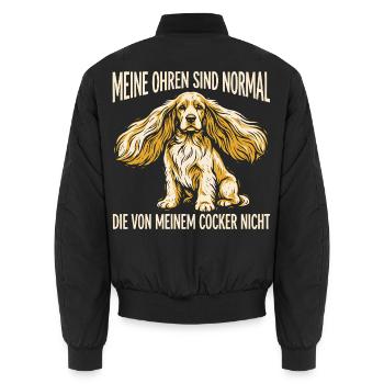 Meine Ohren sind normal, die vom Cocker nicht - Unisex Bomberjacke - Schwarz - Hinten - AI Model Male 185 light (185cm)