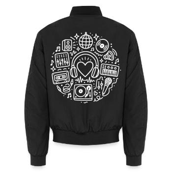 Music Doodles Party - Unisex Bomberjacke - Schwarz - Hinten - AI Model Male 185 light (185cm)