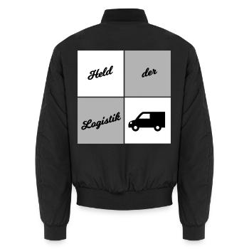 Held der Logistik - Unisex Bomberjacke - Schwarz - Hinten - AI Model Male 185 light (185cm)