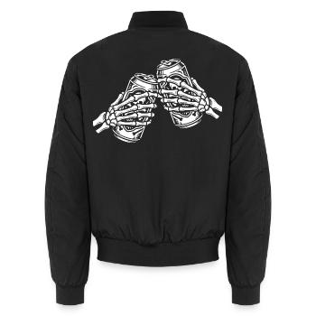 Skelett-Hände mit Bierdosen | Dose Bier saufen - Unisex Bomberjacke - Schwarz - Hinten - AI Model Male 185 light (185cm)