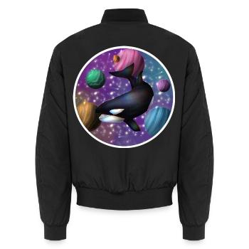 Kosmischer Orca im Nebelraum - Unisex Bomberjacke - Schwarz - Hinten - AI Model Male 185 light (185cm)