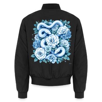 Hellblaues Snakes Rosenbeet-Design. - Unisex Bomberjacke - Schwarz - Hinten - AI Model Male 185 light (185cm)