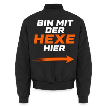 Bin mit der Hexe hier - Unisex Bomberjacke - Schwarz - Hinten - AI Model Male 185 light (185cm)