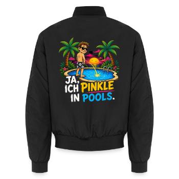 Ja, ich pinkle in Pools - Unisex Bomberjacke - Schwarz - Hinten - AI Model Male 185 light (185cm)
