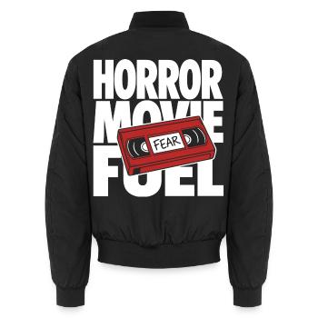 Horror Movie Fuel – VHS Retro Horror Motiv - Unisex Bomberjacke - Schwarz - Hinten - AI Model Male 185 light (185cm)