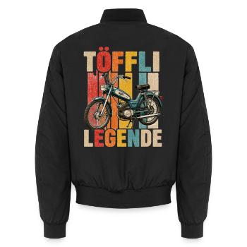 Töffli Legende Geschenkidee für Töffli Buebe - Unisex Bomberjacke - Schwarz - Hinten - AI Model Male 185 light (185cm)