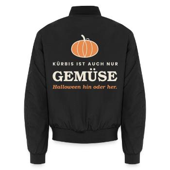 Kürbis ist auch nur Gemüse — Halloween hin oder he - Unisex Bomberjacke - Schwarz - Hinten - AI Model Male 185 light (185cm)