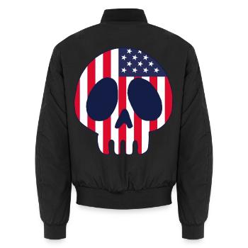 Amerikanischer Schädel - Unisex Bomberjacke - Schwarz - Hinten - AI Model Male 185 light (185cm)