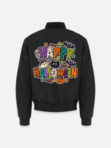 ⚫ Happy Halloween Letters  - Unisex Bomberjacke - Schwarz