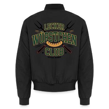 Würstchen Club Bratwurst Grillen JGA Grillmeister - Unisex Bomberjacke - Schwarz - Hinten - AI Model Male 185 light (185cm)