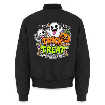 ⚫ Trick or Treat – Candy Crew - Unisex Bomberjacke - Schwarz - Hinten - AI Model Male 185 light (185cm)