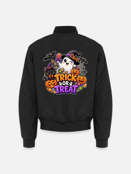 ⚫ Trick or Treat – Geist und Katze - Unisex Bomberjacke - Schwarz