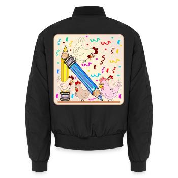 Einschulung Schulkind Hühner - Unisex Bomberjacke - Schwarz - Hinten - AI Model Male 185 light (185cm)