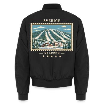 Schweden Kläppen Winter Vintage Reisemarke - Unisex Bomberjacke - Schwarz - Hinten - AI Model Male 185 light (185cm)
