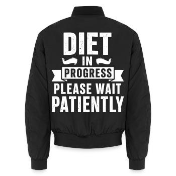 Diet in Progress Please Wait Patiently - Unisex Bomberjacke - Schwarz - Hinten - AI Model Male 185 light (185cm)