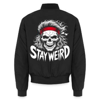 Stay Weird Skull mit rotem Band - Unisex Bomberjacke - Schwarz - Hinten - AI Model Male 185 light (185cm)