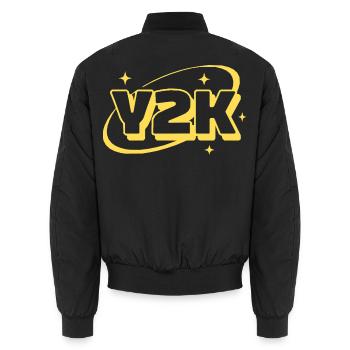 Y2K Retro Glanz Grafik - Unisex Bomberjacke - Schwarz - Hinten - AI Model Male 185 light (185cm)