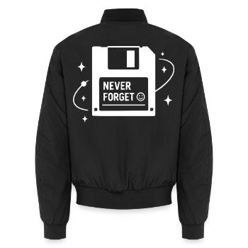 Nie Vergessen Retro Floppy Nostalgie - Unisex Bomberjacke - Schwarz - Hinten - AI Model Male 185 light (185cm)