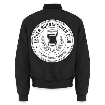 Lecker Schnäpschen Club Kneipe Saufen JGA Schnaps - Unisex Bomberjacke - Schwarz - Hinten - AI Model Male 185 light (185cm)