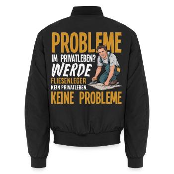 Fliesenleger Sprüche Lustiges Handwerker Design - Unisex Bomberjacke - Schwarz - Hinten - AI Model Male 185 light (185cm)