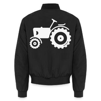 Trecker / Traktor / Schlepper / Zugmaschine (W) - Unisex Bomberjacke - Schwarz - Hinten - AI Model Male 185 light (185cm)