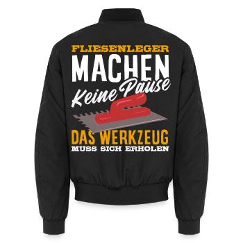 Fliesenleger Sprüche Lustiges Handwerker Design - Unisex Bomberjacke - Schwarz - Hinten - AI Model Male 185 light (185cm)