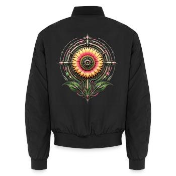Sonnenblume in einem Steampunk-Rad - Unisex Bomberjacke - Schwarz - Hinten - AI Model Male 185 light (185cm)