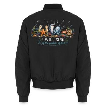 I Will Sing Psalm 89 - Unisex Bomberjacke - Schwarz - Hinten - AI Model Male 185 light (185cm)
