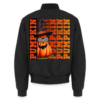 lustiger Kürbis - Unisex Bomberjacke - Schwarz - Hinten - AI Model Male 185 light (185cm)