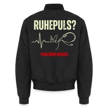Ruhepuls Headset Leitstelle - Unisex Bomberjacke - Schwarz - Hinten - AI Model Male 185 light (185cm)